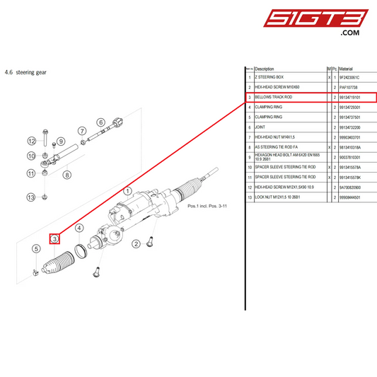 BELLOWS TRACK ROD - 99134719101 [PORSCHE 718 Cayman GT4 Clubsport]