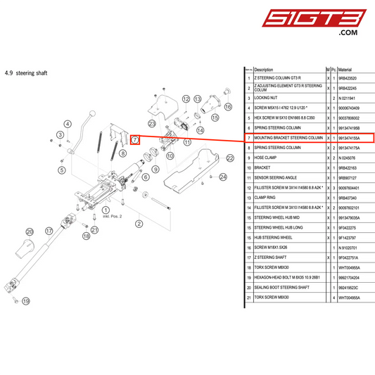 MOUNTING BRACKET STEERING COLUMN - 9913474155A [PORSCHE 992.1 GT3 R]