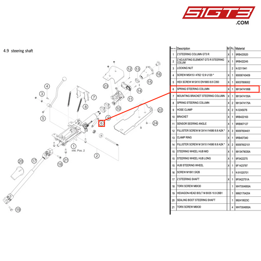 SPRING STEERING COLUMN - 9913474195B [PORSCHE 992.1 GT3 R]