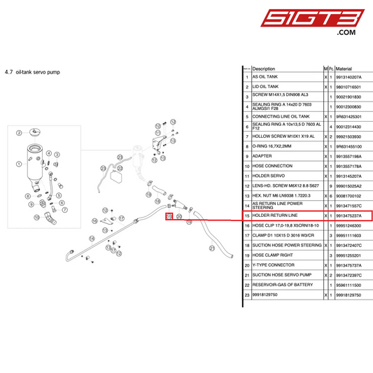 HOLDER RETURN LINE - 9913475237A [PORSCHE 991.1 GT3 R]