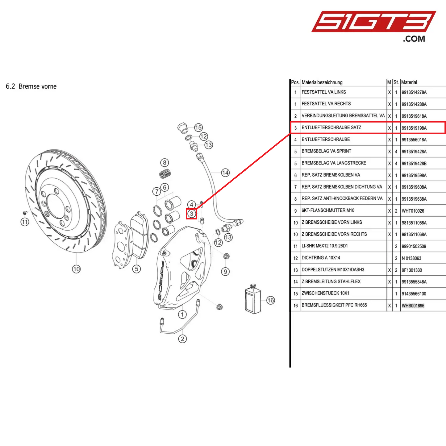 BLEEDER SCREW SET - 9913519198A [PORSCHE Cayman 981 GT4 Clubsport]