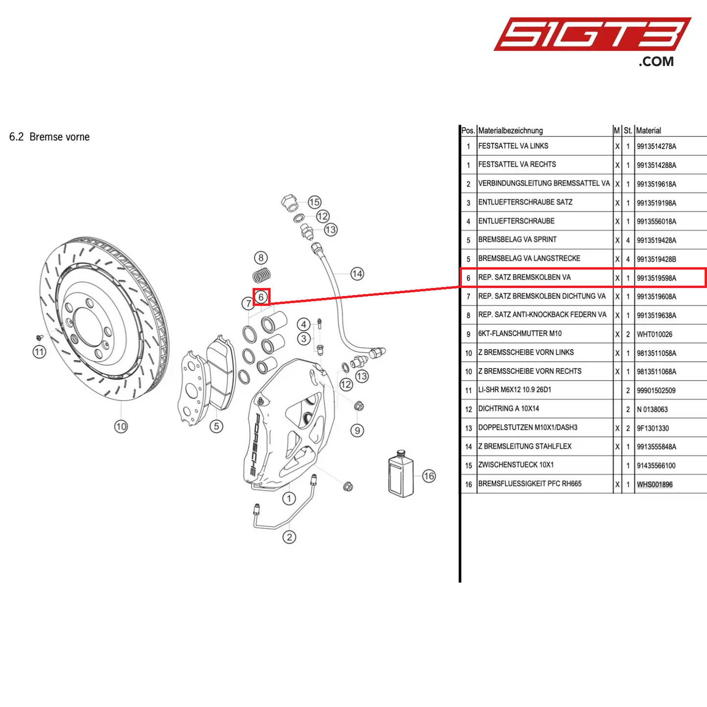 R-KIT BRAKE PISTON FA - 9913519598A [PORSCHE Cayman 981 GT4 Clubsport]