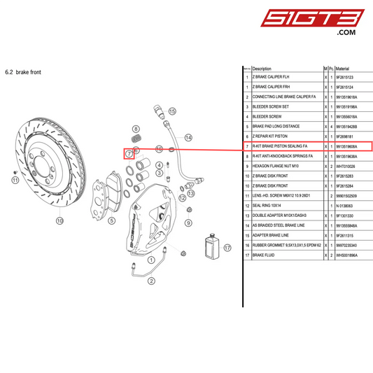 R-KIT BRAKE PISTON SEALING FA - 9913519608A [PORSCHE 718 Cayman GT4 RS Clubsport]