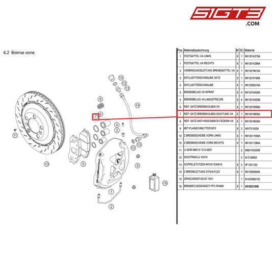 R-KIT BRAKE PISTON SEALING FA - 9913519608A [PORSCHE Cayman 981 GT4 Clubsport]