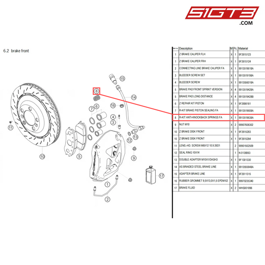 R-KIT ANTI-KNOCKBACK SPRINGS FA - 9913519638A [PORSCHE 718 Cayman GT4 Clubsport]