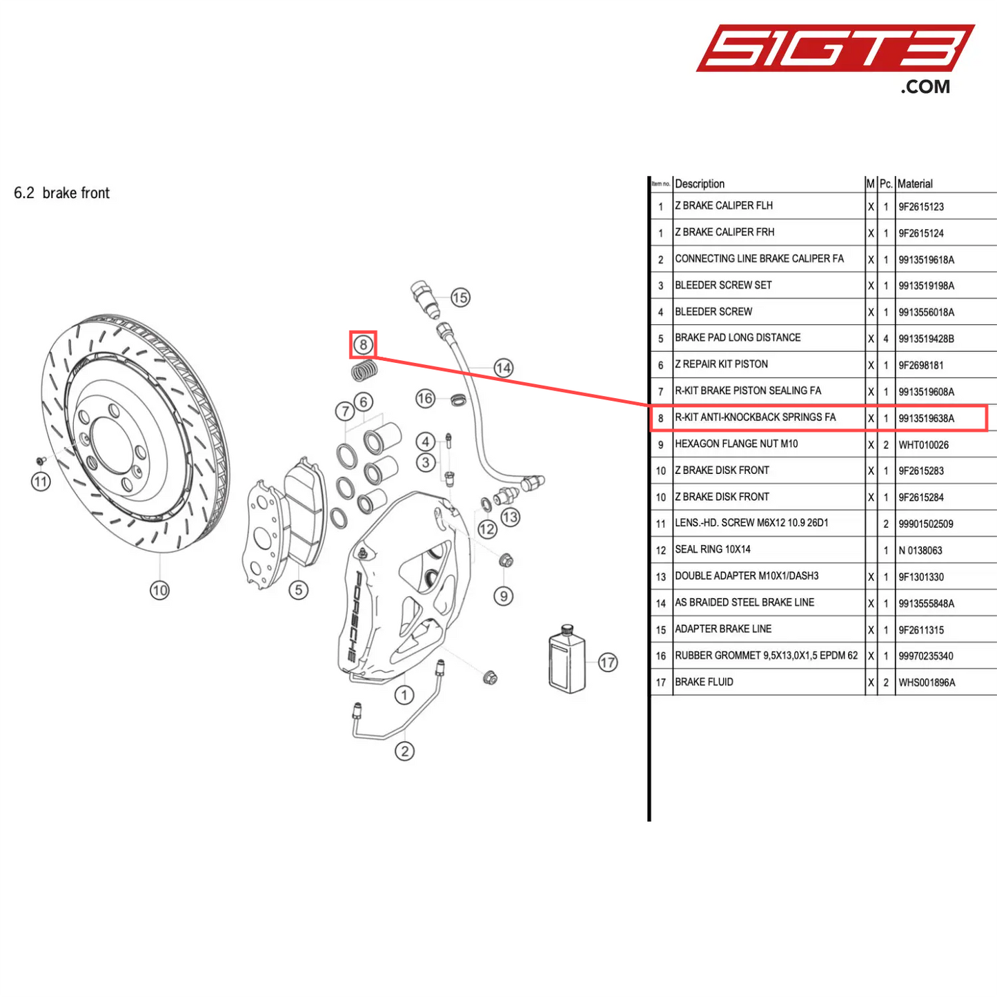 R-KIT ANTI-KNOCKBACK SPRINGS FA - 9913519638A [PORSCHE 718 Cayman GT4 RS Clubsport]