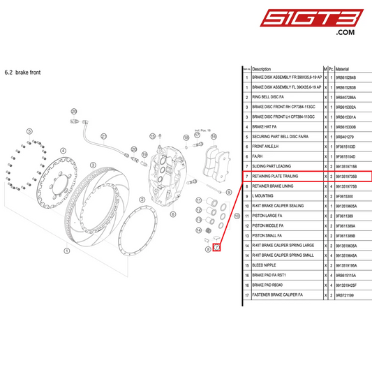 RETAINING PLATE TRAILING - 9913519735B [PORSCHE 992.1 GT3 R]