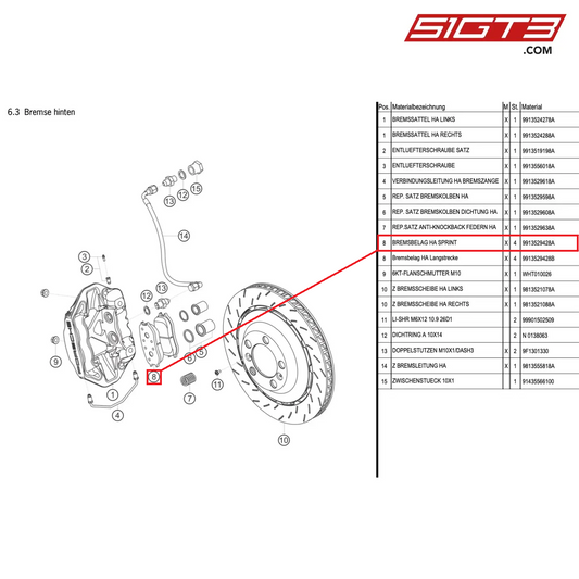 BRAKE PAD REAR SPRINT VERSION - 9913529428A [PORSCHE Cayman 981 GT4 Clubsport]