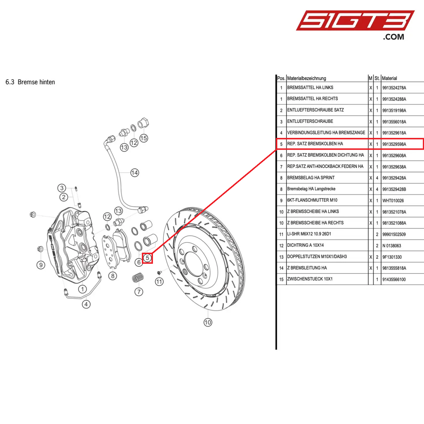 R-KIT BRAKE PISTON RA - 9913529598A [PORSCHE Cayman 981 GT4 Clubsport]