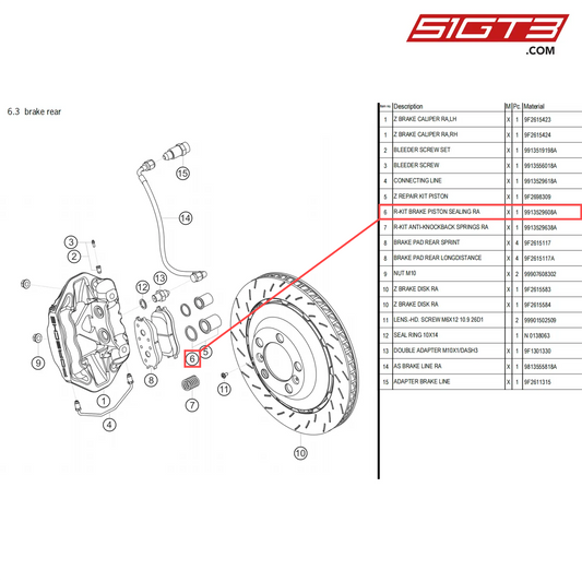 R-KIT BRAKE PISTON SEALING RA - 9913529608A [PORSCHE 718 Cayman GT4 Clubsport]