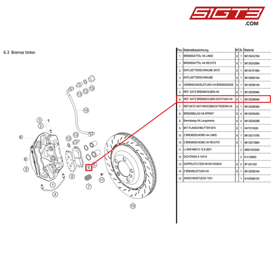 R-KIT BRAKE PISTON SEALING RA - 9913529608A [PORSCHE Cayman 981 GT4 Clubsport]