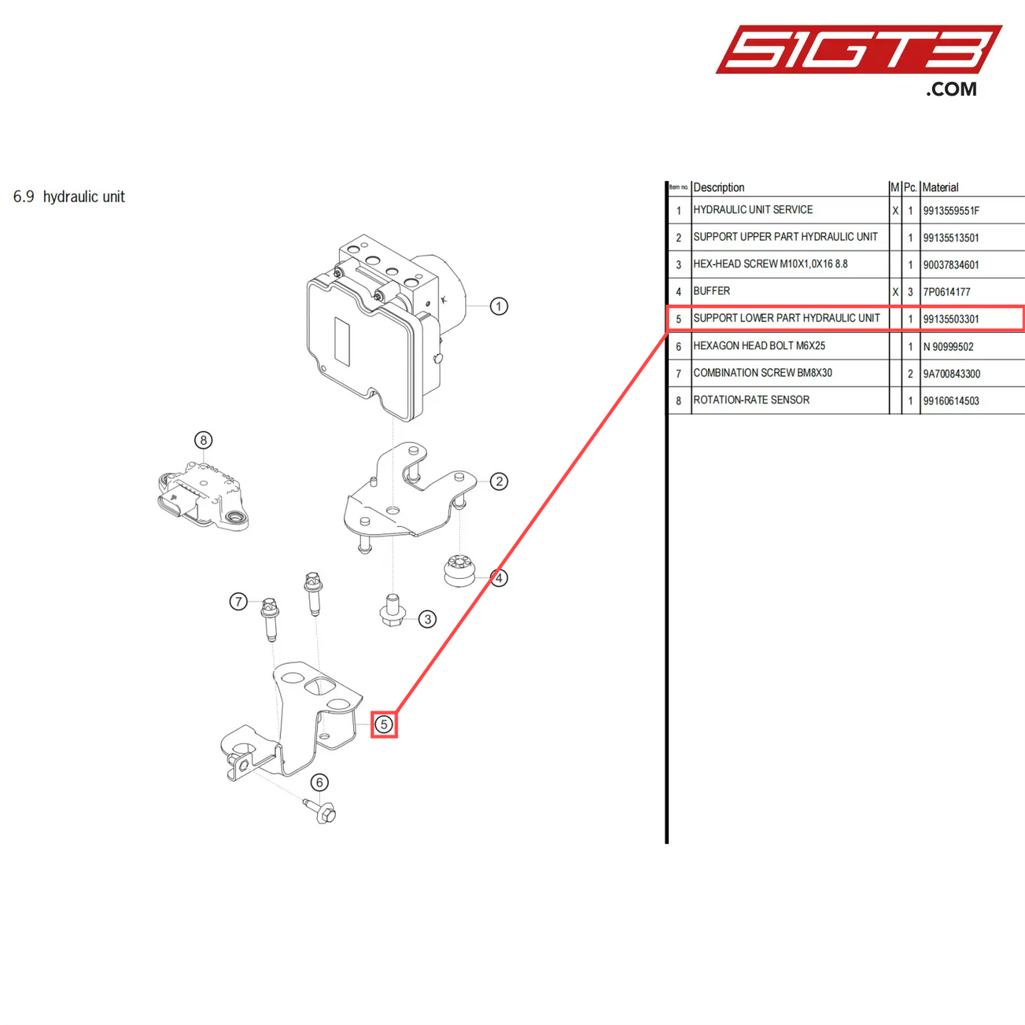 SUPPORT LOWER PART HYDRAULIC UNIT - 99135503301 [PORSCHE 718 Cayman GT4 Clubsport]