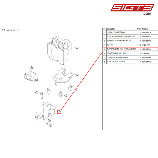 SUPPORT LOWER PART HYDRAULIC UNIT - 99135503301 [PORSCHE 718 Cayman GT4 Clubsport]