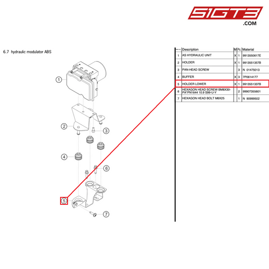 HOLDER LOWER - 9913551337B [PORSCHE 991.1 GT3 R]