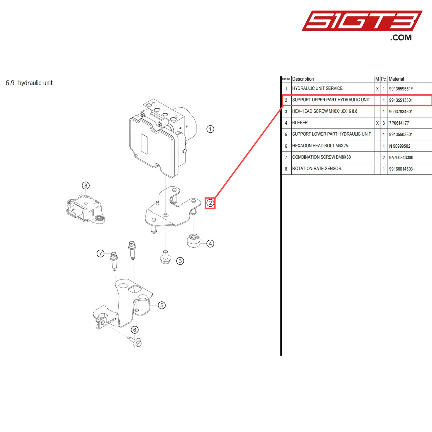 SUPPORT UPPER PART HYDRAULIC UNIT - 99135513501 [PORSCHE 718 Cayman GT4 Clubsport]