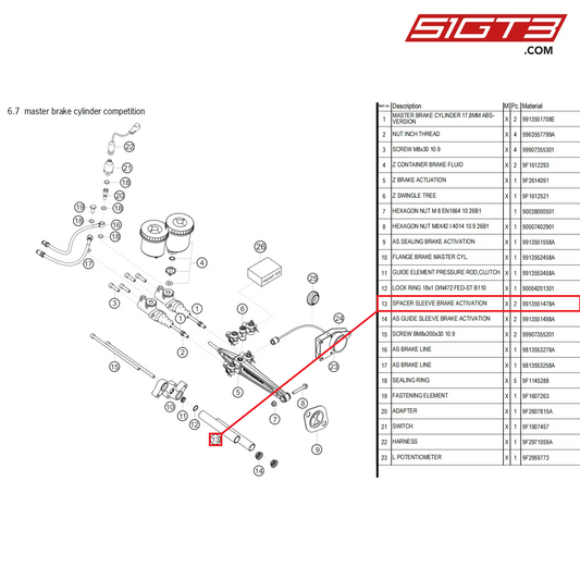 SPACER SLEEVE BRAKE ACTIVATION - 9913551478A [PORSCHE 718 Cayman GT4 Clubsport]