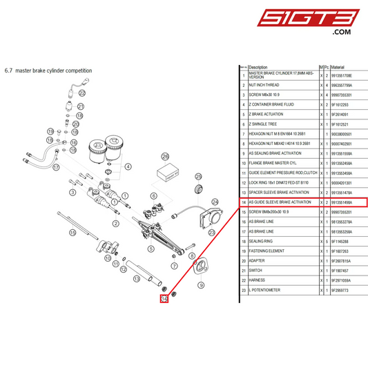 AS GUIDE SLEEVE BRAKE ACTIVATION - 9913551498A [PORSCHE 718 Cayman GT4 Clubsport]