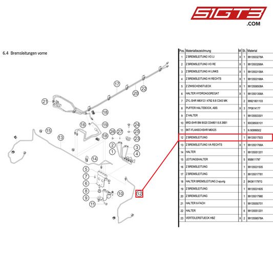 BRAKE LINE - 99135517503 [PORSCHE 991.1 GT3 Cup (2014)]