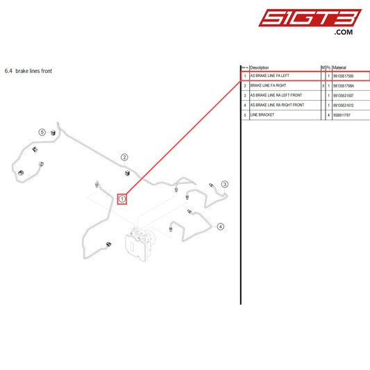 AS BRAKE LINE FA LEFT - 99135517505 [PORSCHE 718 Cayman GT4 Clubsport]