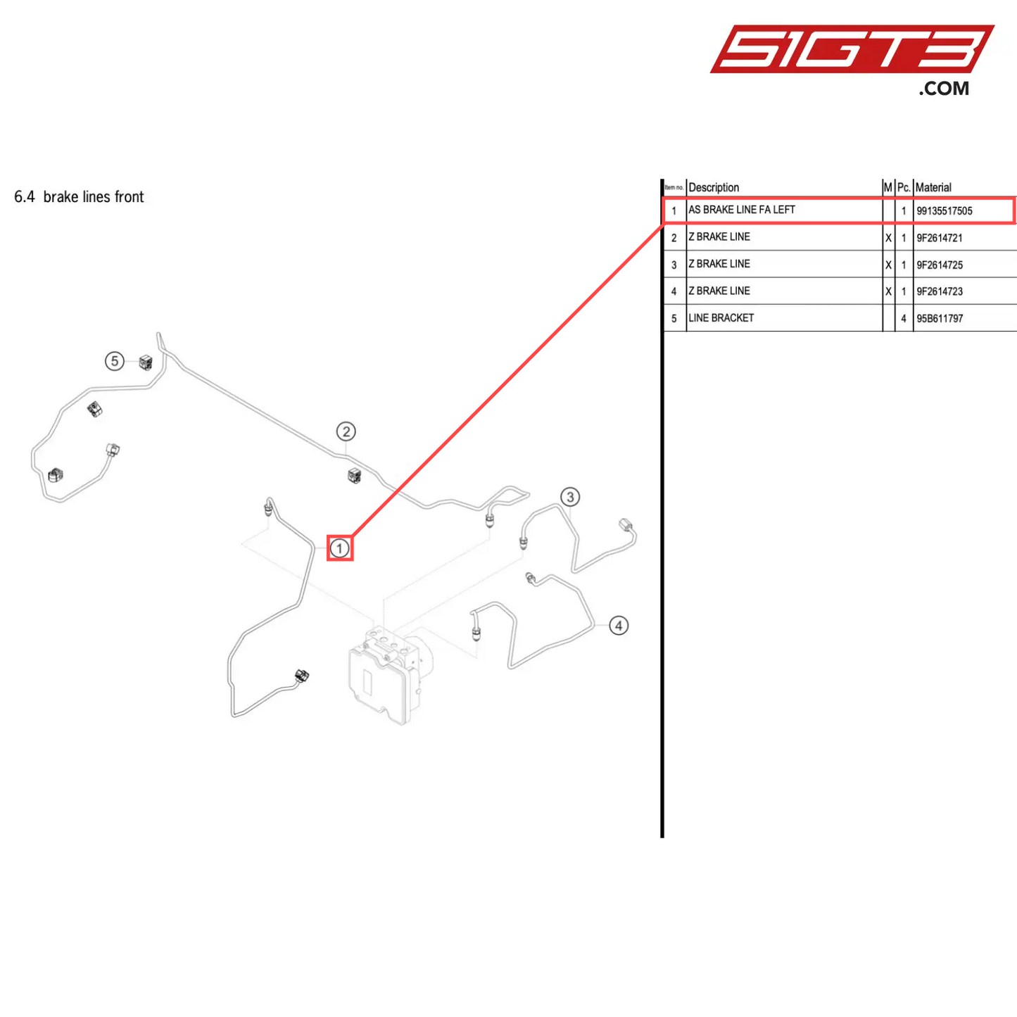 AS BRAKE LINE FA LEFT - 99135517505 [PORSCHE 718 Cayman GT4 RS Clubsport]