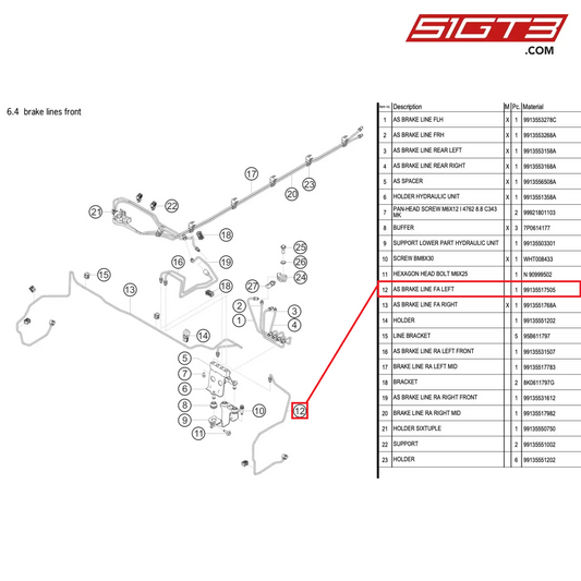 AS BRAKE LINE FA LEFT - 99135517505 [PORSCHE 991.1 GT3 Cup]