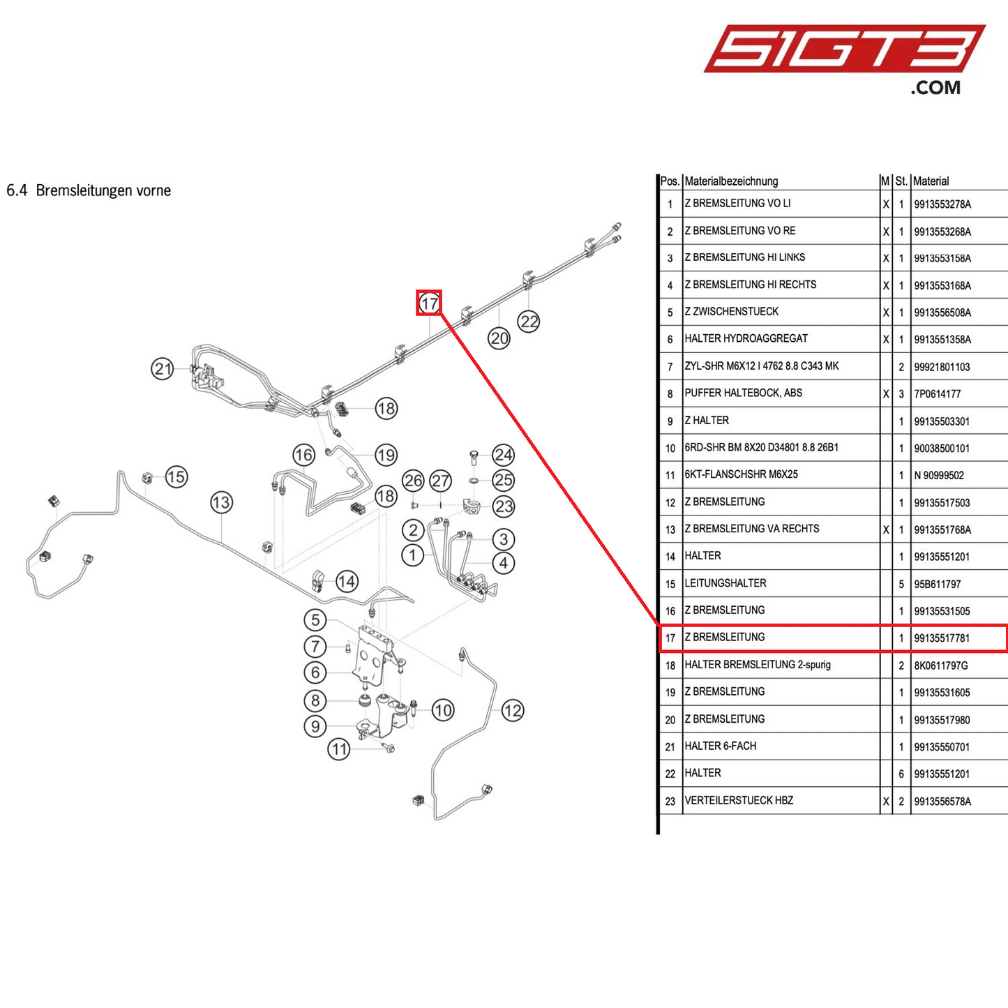 AS BRAKE LINE - 99135517781 [PORSCHE 991.1 GT3 Cup (2014)]