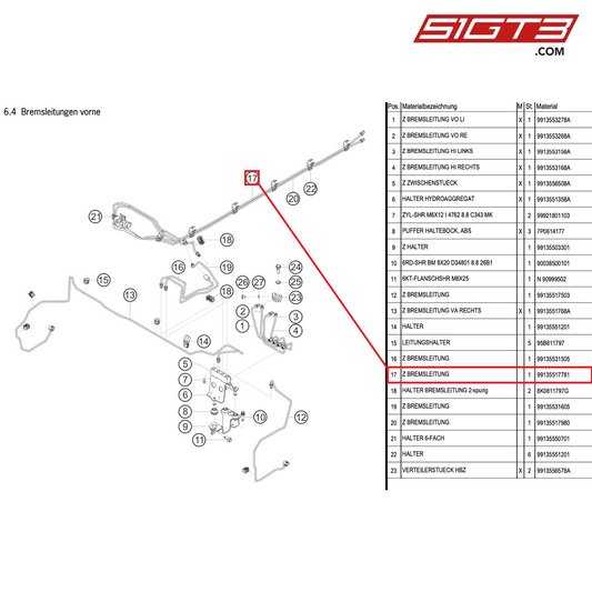 AS BRAKE LINE - 99135517781 [PORSCHE 991.1 GT3 Cup (2014)]