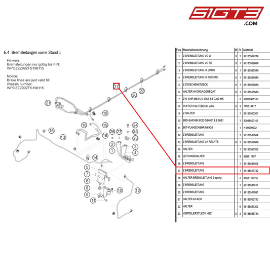 AS BRAKE LINE - 99135517782 [PORSCHE 991.1 GT3 Cup (2015)]