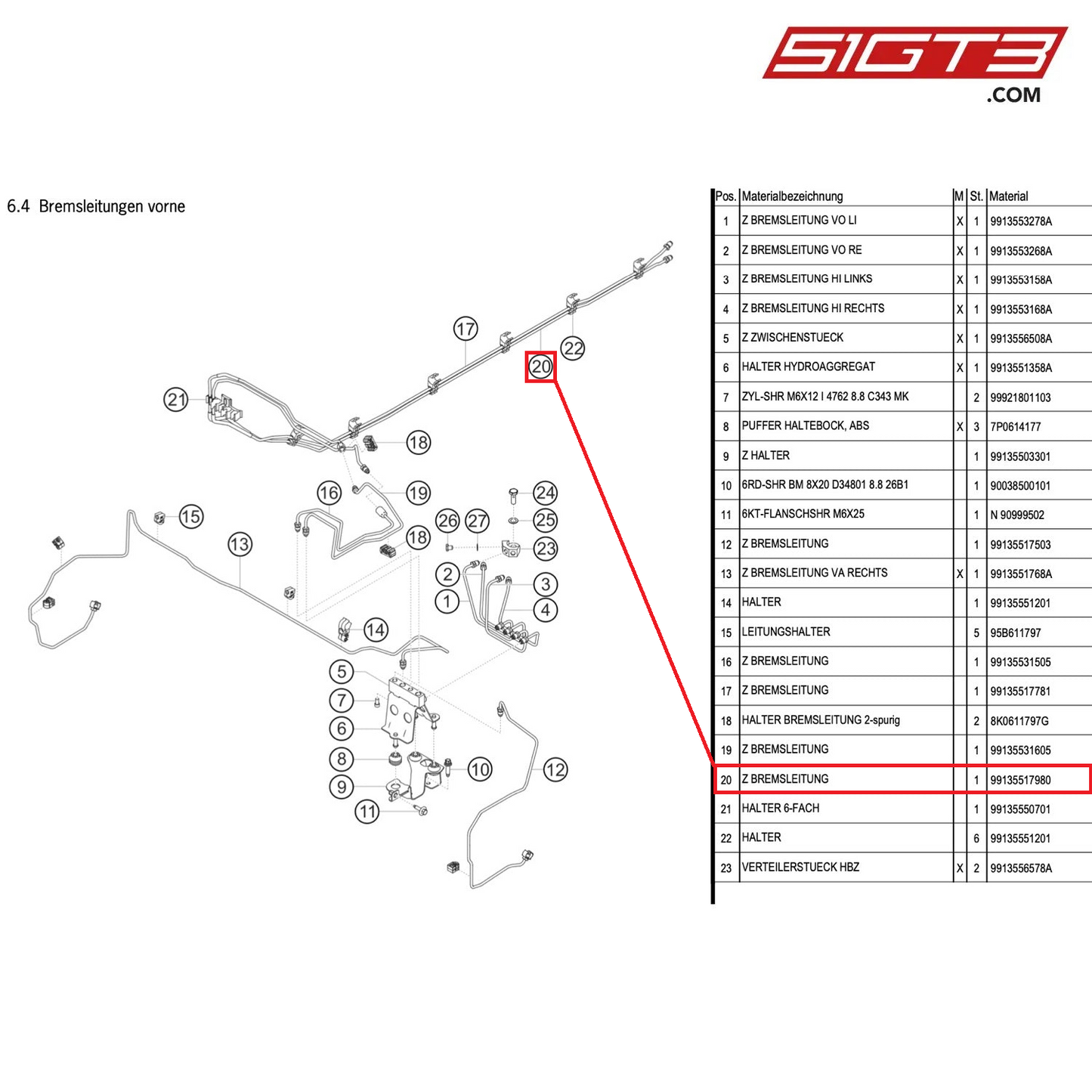 AS BRAKE LINE - 99135517980 [PORSCHE 991.1 GT3 Cup (2014)]