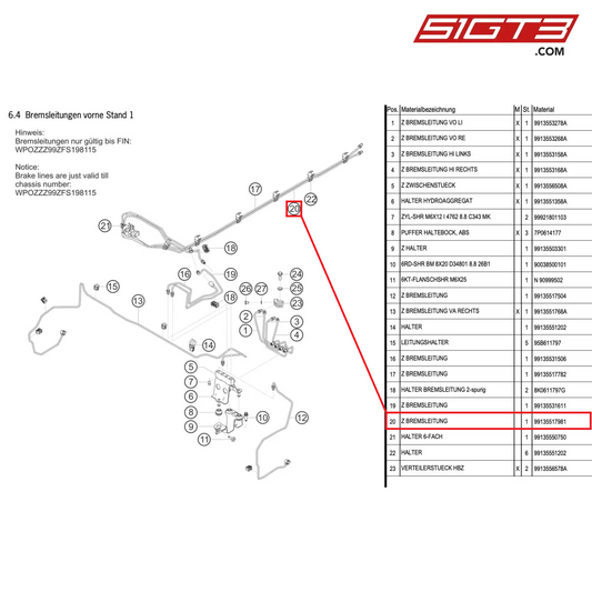 AS BRAKE LINE - 99135517981 [PORSCHE 991.1 GT3 Cup (2015)]