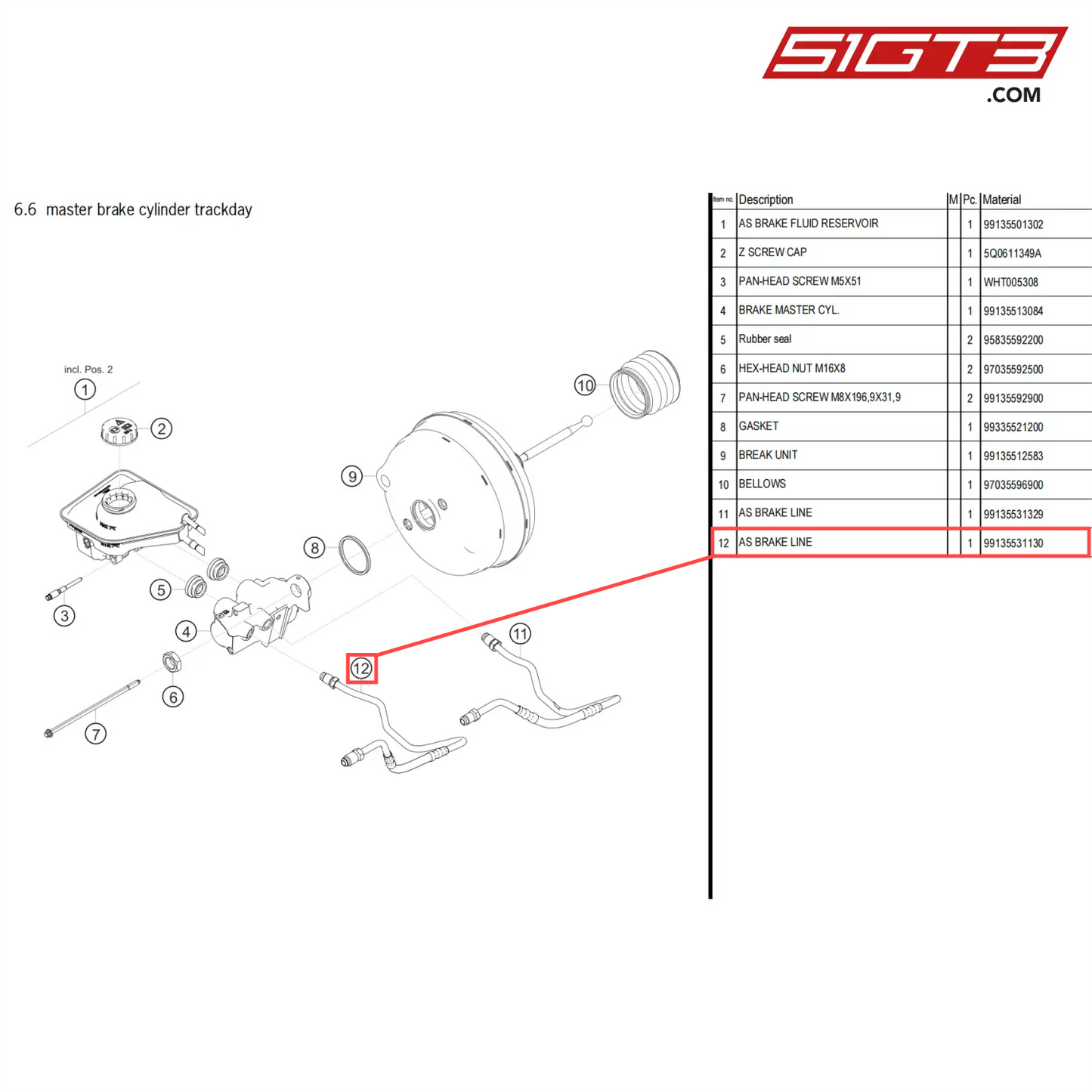 AS BRAKE LINE - 99135531130 [PORSCHE 718 Cayman GT4 Clubsport]