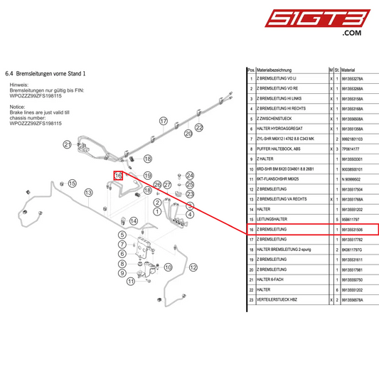 AS BRAKE LINE - 99135531506 [PORSCHE 991.1 GT3 Cup (2015)]