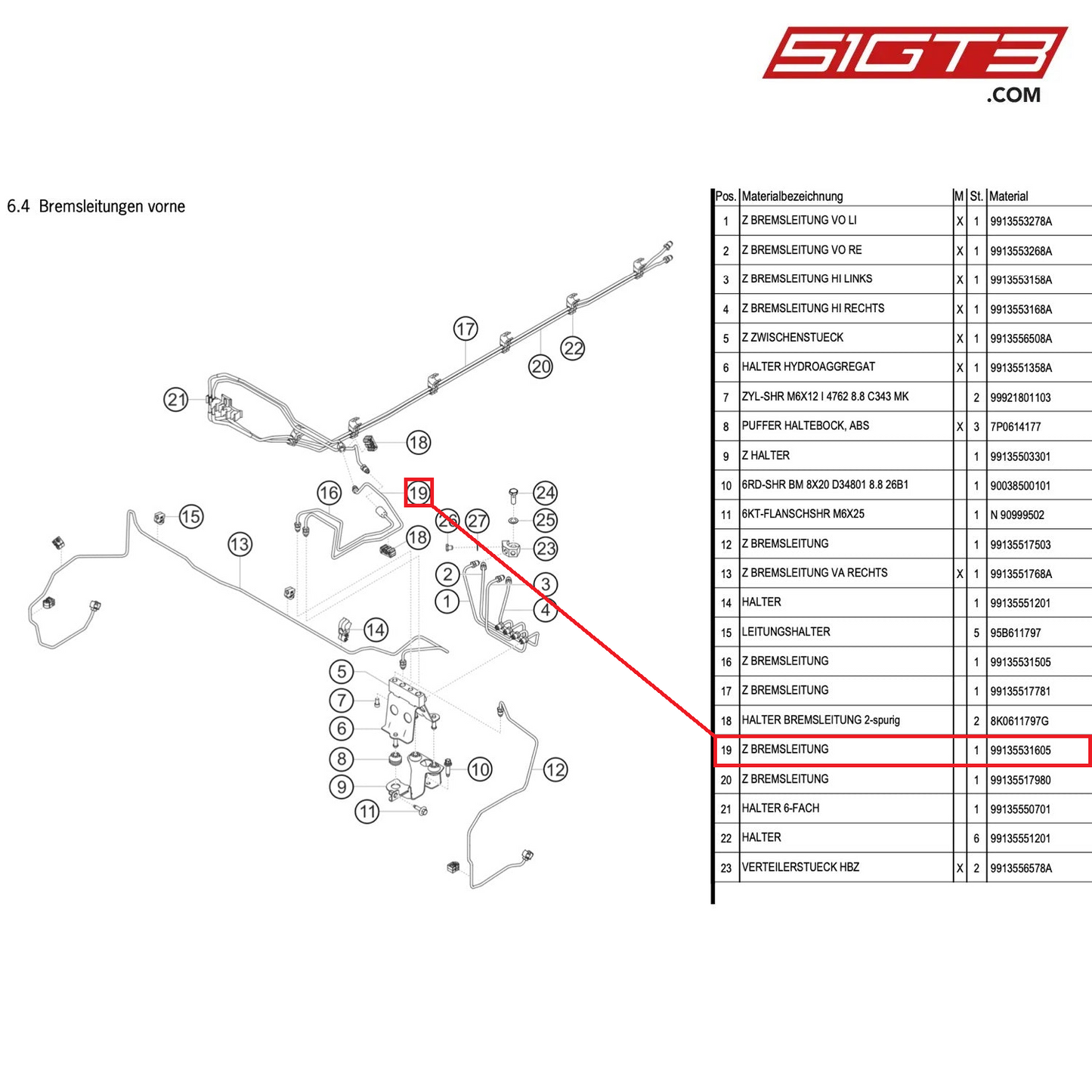 AS BRAKE LINE - 99135531605 [PORSCHE 991.1 GT3 Cup (2014)]