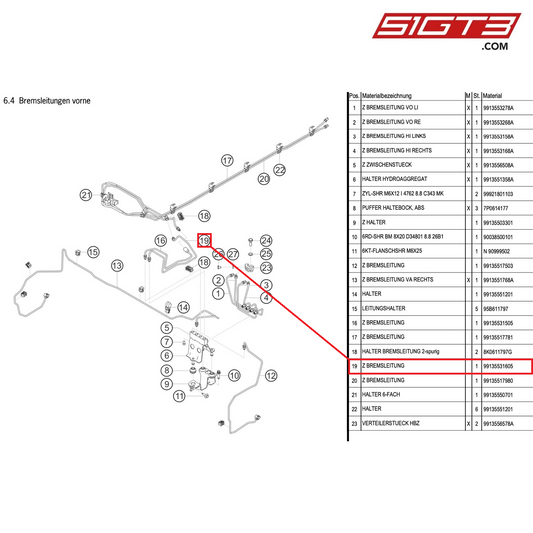 AS BRAKE LINE - 99135531605 [PORSCHE 991.1 GT3 Cup (2014)]