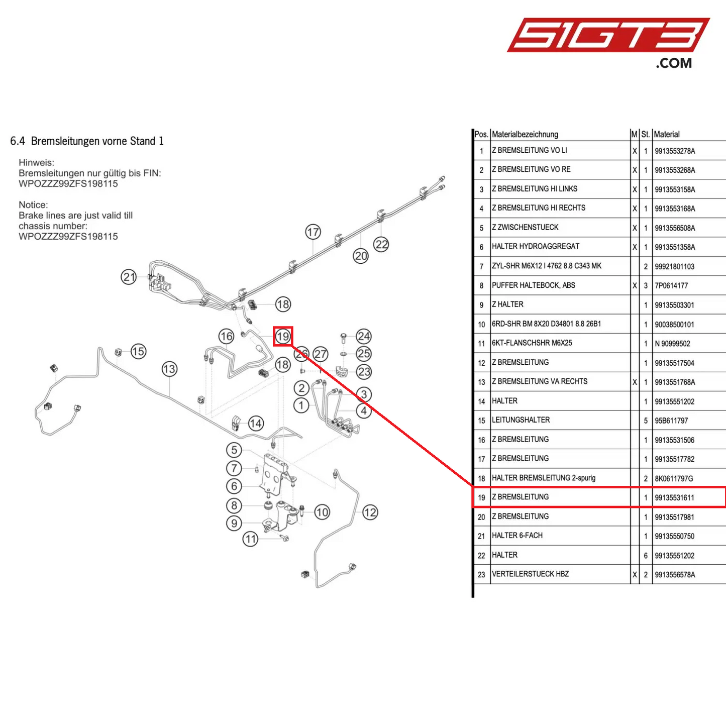 AS BRAKE LINE - 99135531611 [PORSCHE 991.1 GT3 Cup (2015)]