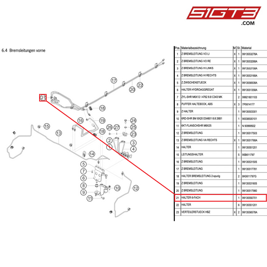 SUPPORT SIXFOLD - 99135550701 [PORSCHE 991.1 GT3 Cup (2014)]