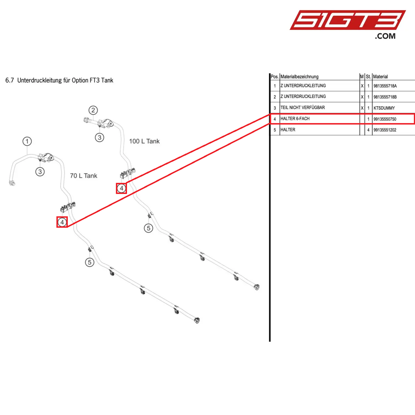 HOLDER SIXTUPLE - 99135550750 [PORSCHE Cayman 981 GT4 Clubsport]