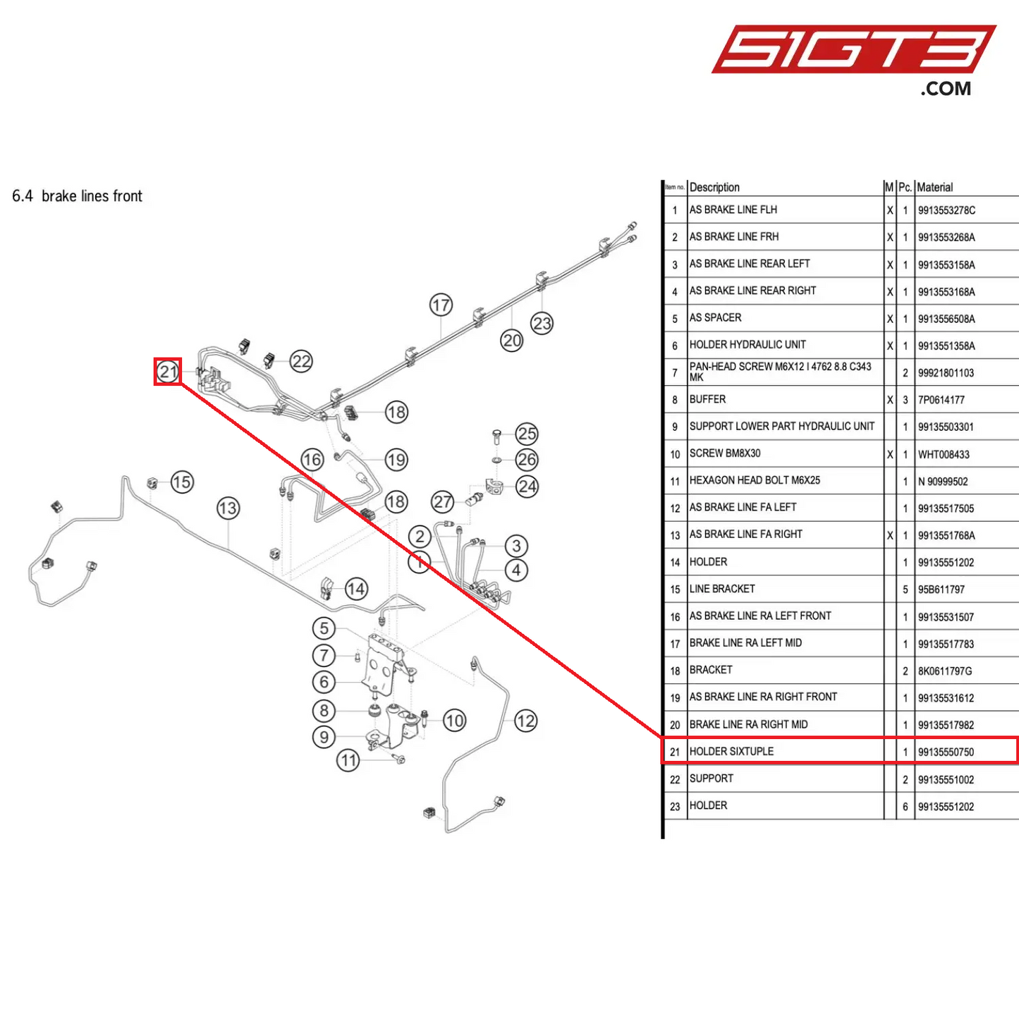 HOLDER SIXTUPLE - 99135550750 [PORSCHE 991.1 GT3 Cup]