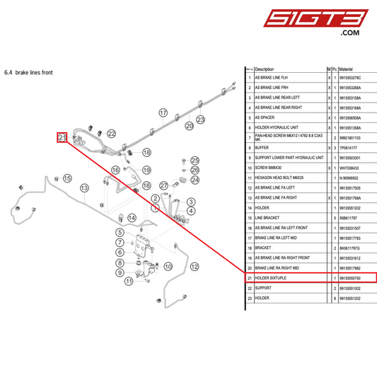 HOLDER SIXTUPLE - 99135550750 [PORSCHE 991.1 GT3 Cup]