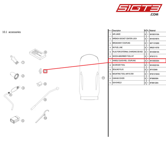 HANDLE QUICK-REL. COUPLING - 9913555335A [PORSCHE 991.2 GT3 R]