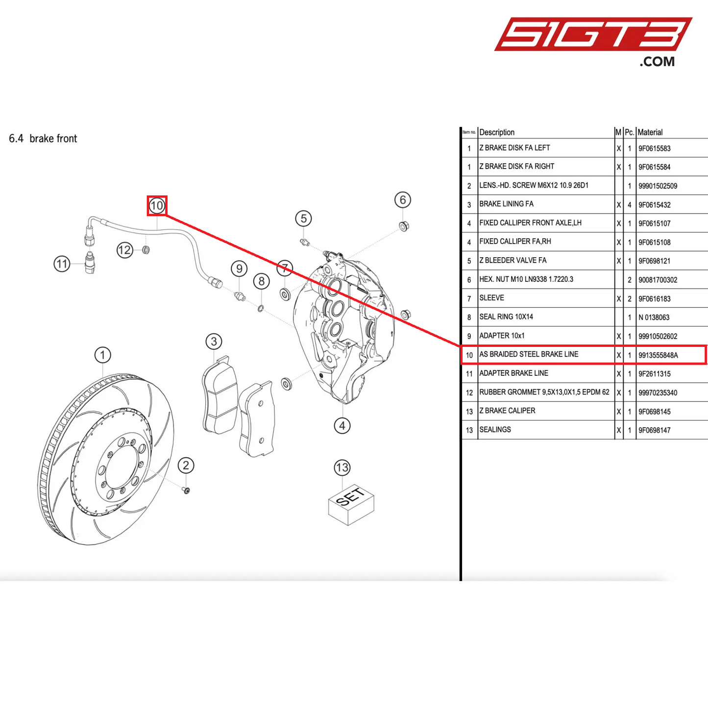 AS BRAIDED STEEL BRAKE LINE - 9913555848A [PORSCHE 911 GT2 RS Clubsport]