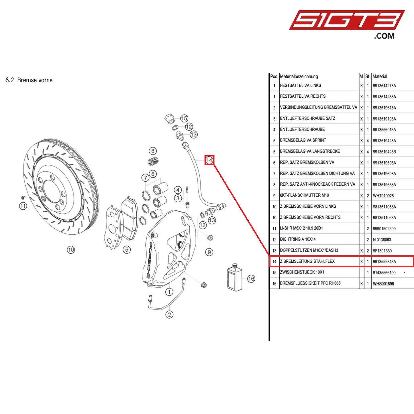 AS BRAIDED STEEL BRAKE LINE - 9913555848A [PORSCHE Cayman 981 GT4 Clubsport]