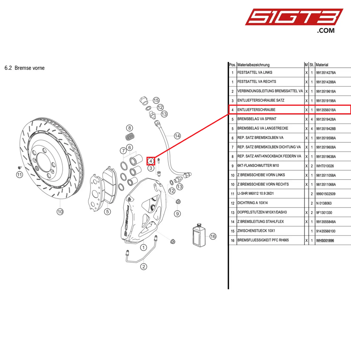 BLEEDER SCREW - 9913556018A [PORSCHE Cayman 981 GT4 Clubsport]