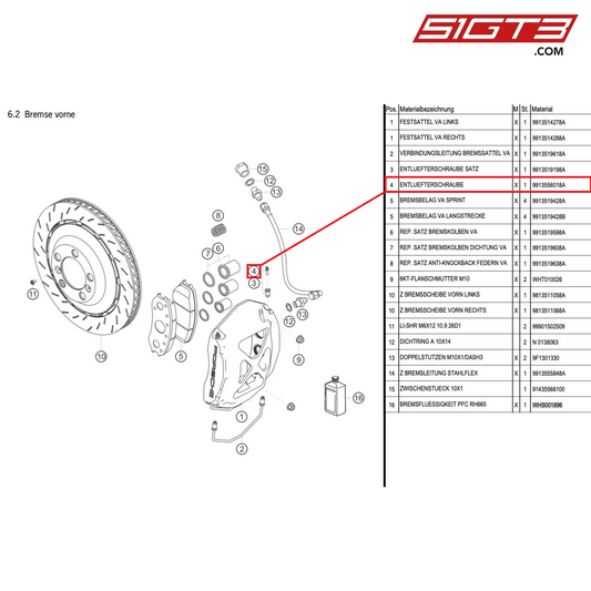 BLEEDER SCREW - 9913556018A [PORSCHE Cayman 981 GT4 Clubsport]