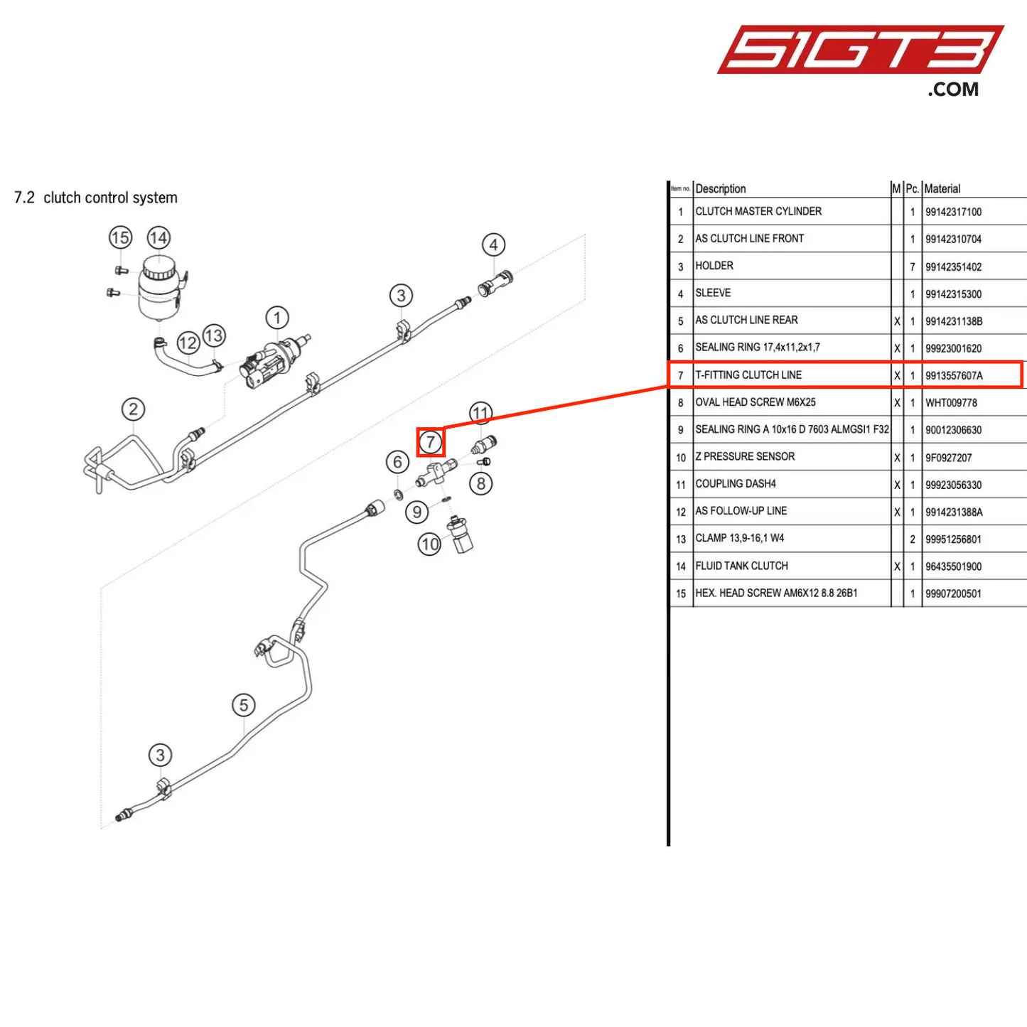 T-FITTING CLUTCH LINE - 9913557607A [PORSCHE 991.1 GT3 Cup]