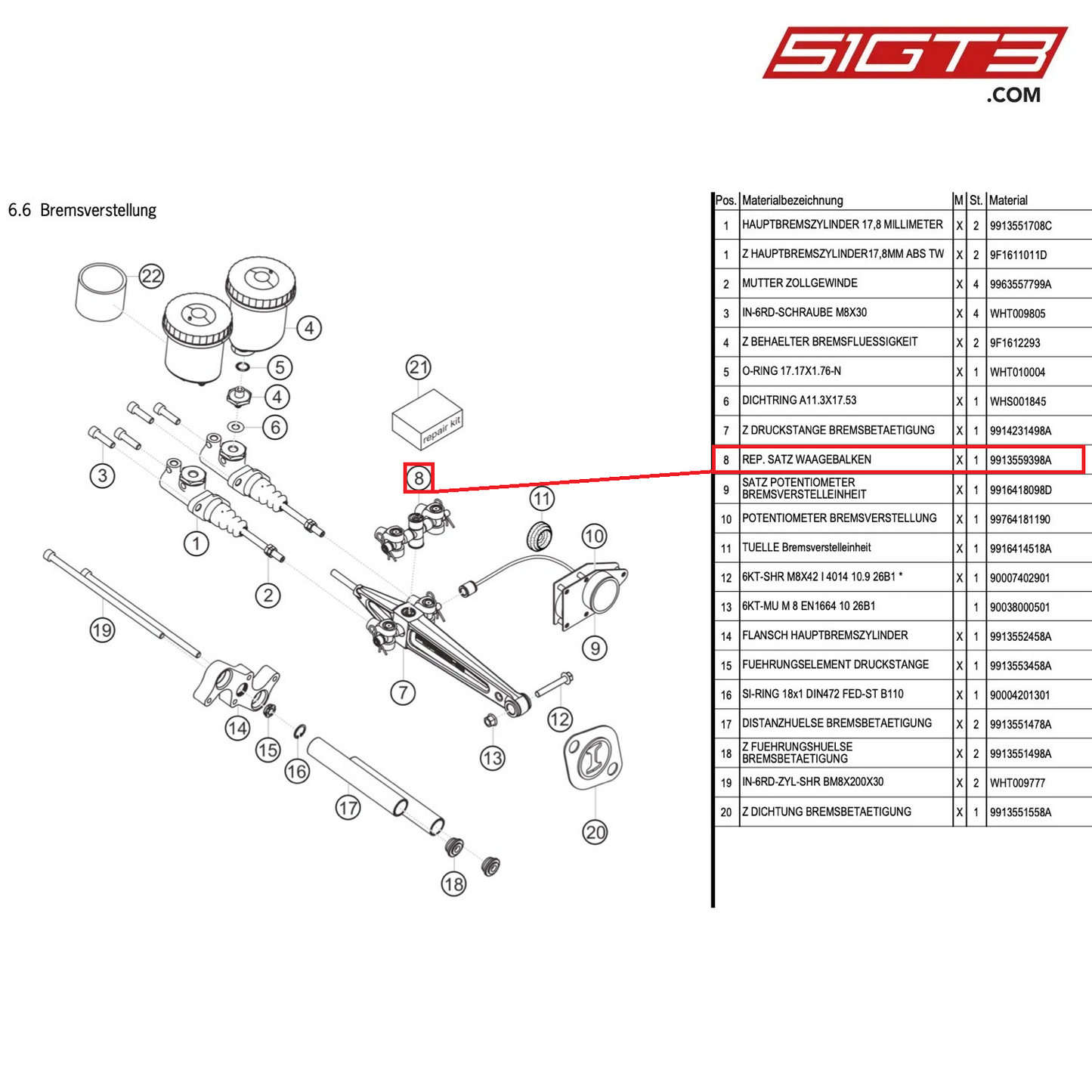 R-KIT BALANCER LEVER - 9913559398A [PORSCHE 991.1 GT3 Cup (2014)]