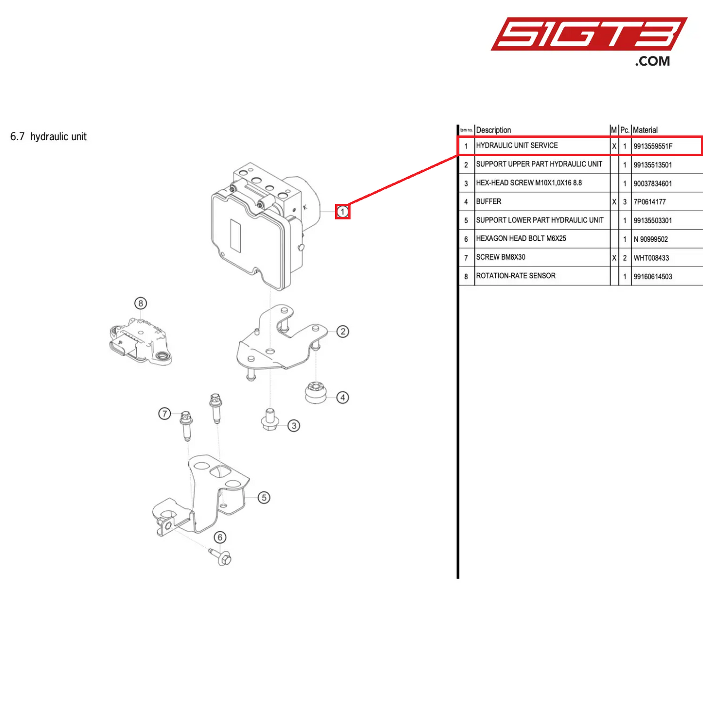 HYDRAULIC UNIT SERVICE - 9913559551F [PORSCHE 718 Cayman GT4 RS Clubsport]