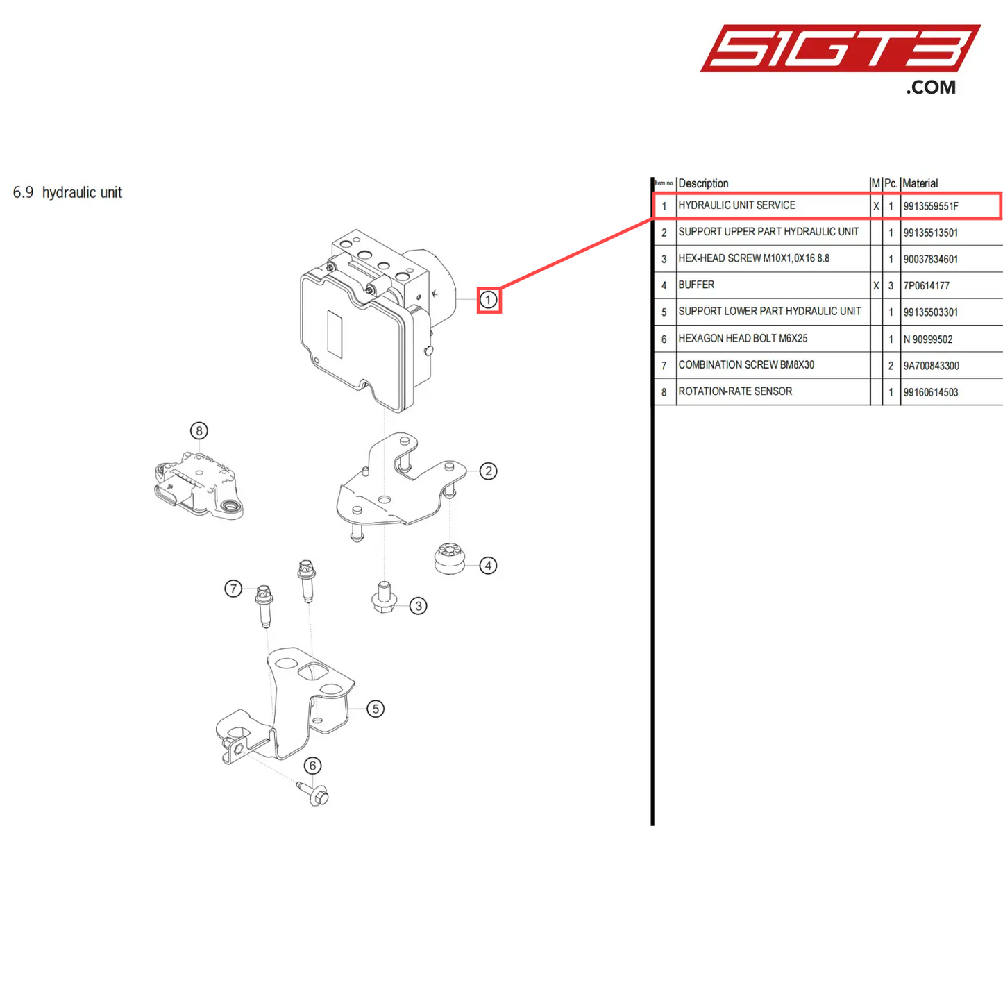 HYDRAULIC UNIT SERVICE - 9913559551F [PORSCHE 718 Cayman GT4 Clubsport]