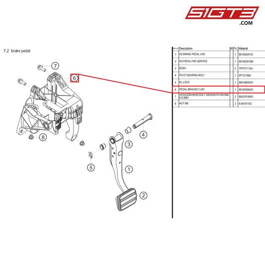 PEDAL BRACKET LHD - 99142306501 [PORSCHE 718 Cayman GT4 Clubsport]