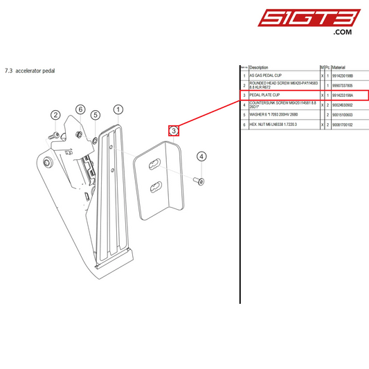 PEDAL PLATE CUP - 9914233198A [PORSCHE 718 Cayman GT4 Clubsport]